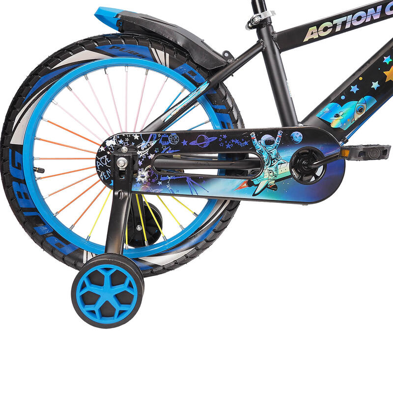 Bicicleta copii 5-7 ani cu roti ajutatoare,bidon apa Genesis II,16 inch,albastru