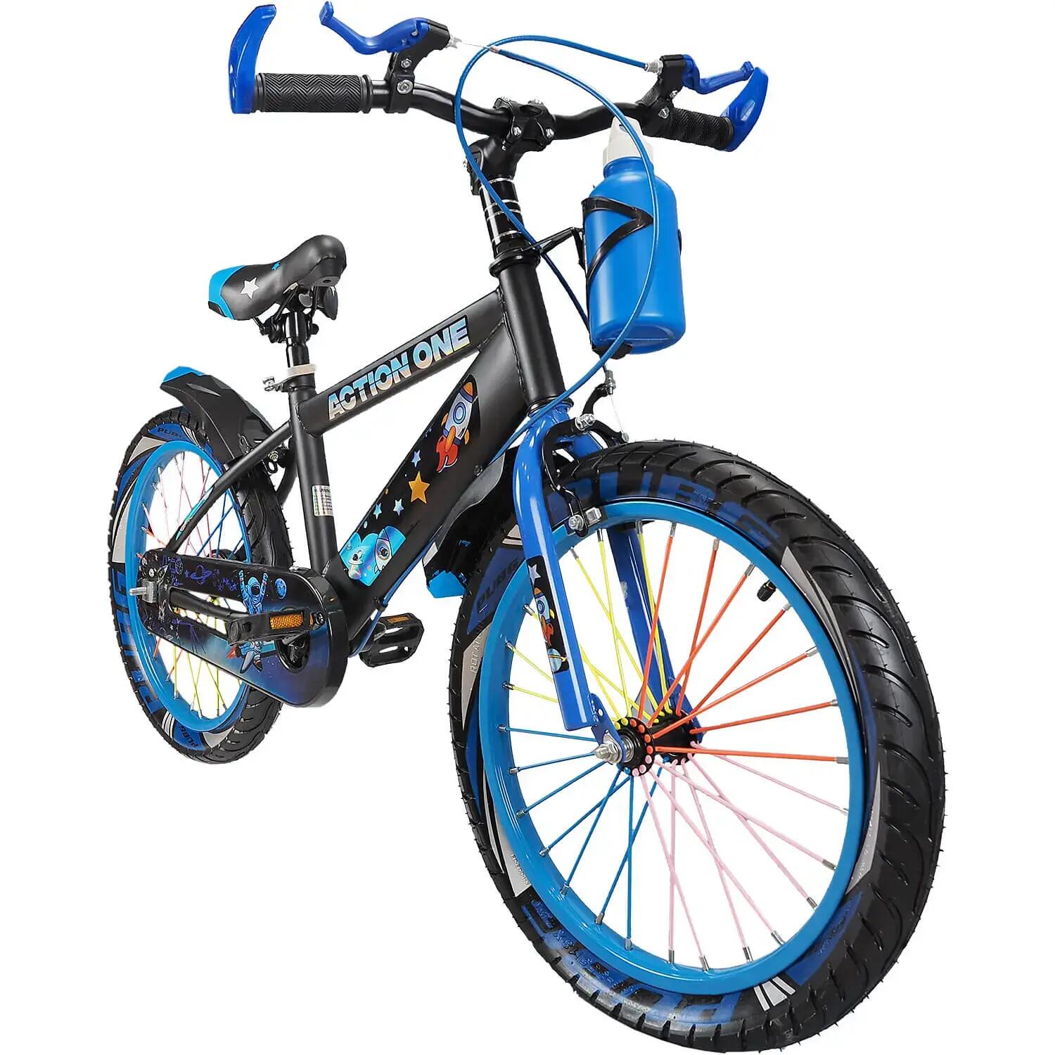 Bicicleta copii 6-9 ani roti ajutatoare,bidon apa Super Nova II,20 inch,albastru 2/7