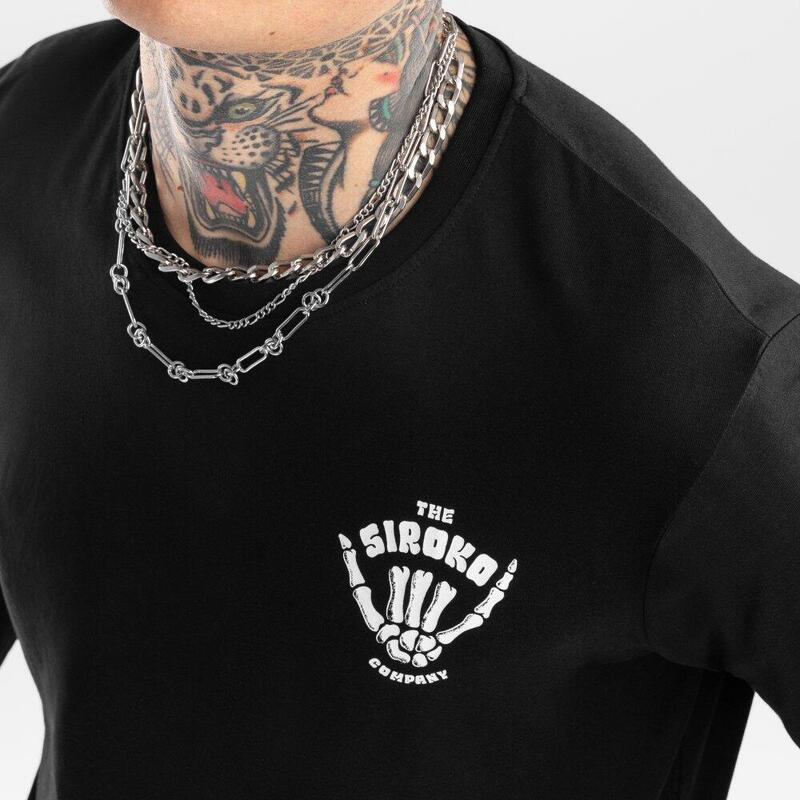 T-shirt coton manches longues homme Lifestyle Tattoo Noir