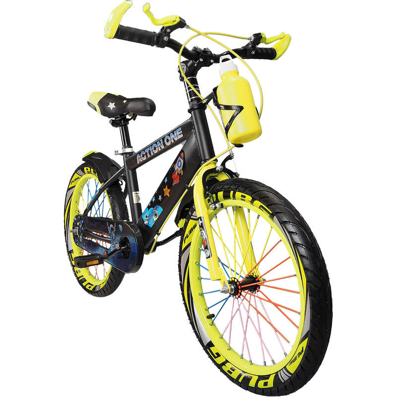 Bicicleta copii 5-7 ani roti ajutatoare,bidon apa Genesis II, 16 inch,verde neon
