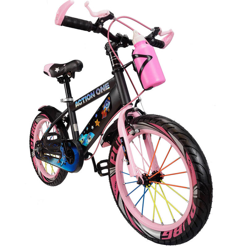 Bicicleta copii 6-9 ani cu roti ajutatoare,bidon apa Super Nova II,20 inch,roz