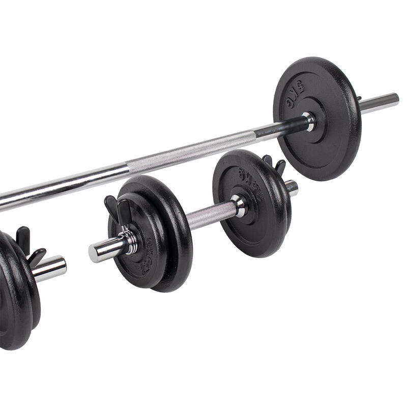 CONJUNTO DE BARRA E HALTERES HOME FITNESS (48KG)