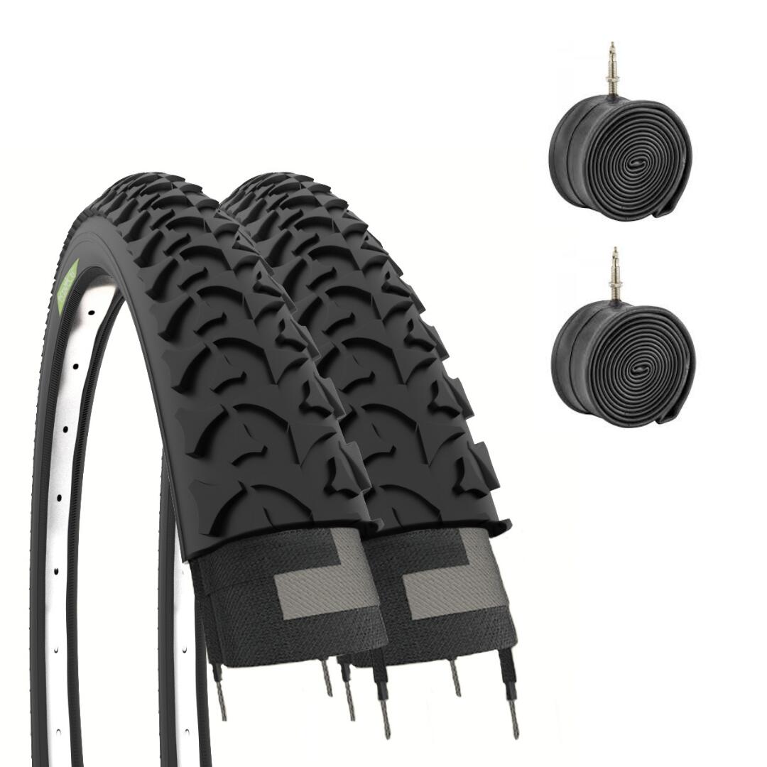 ECOVELO 2 copertoni 26x1.95 (50-559) + camere, pneumatici bici 26 x 1.95 tassellati EV