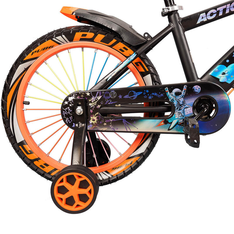 Bicicleta copii 6-8 ani cu roti ajutatoare si bidon apa Nova, 18 inch, orange