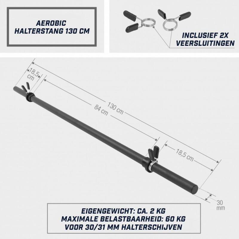 Lot de 5 Barres d'aérobic légères de 130 cm - Ø 30 mm