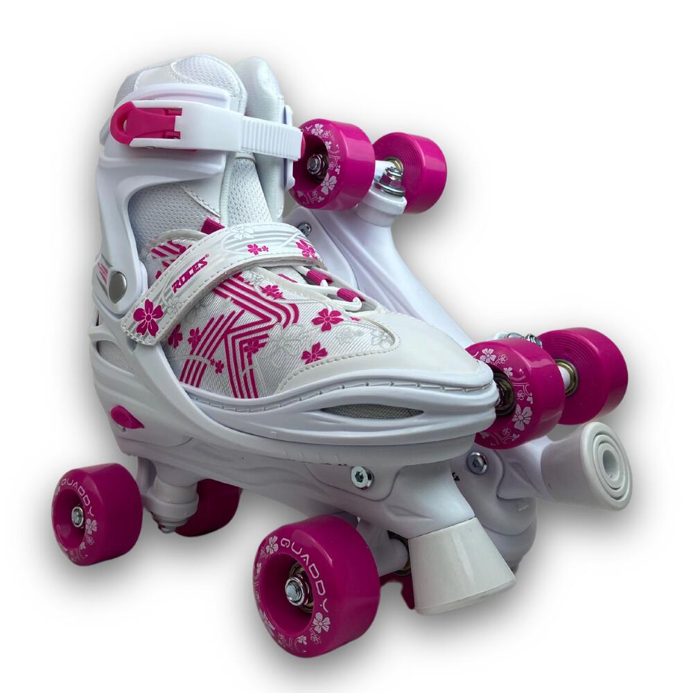 Quad Skates - Quaddy 3.0 - Kids - Adjustable in size - White - Pink 3/5