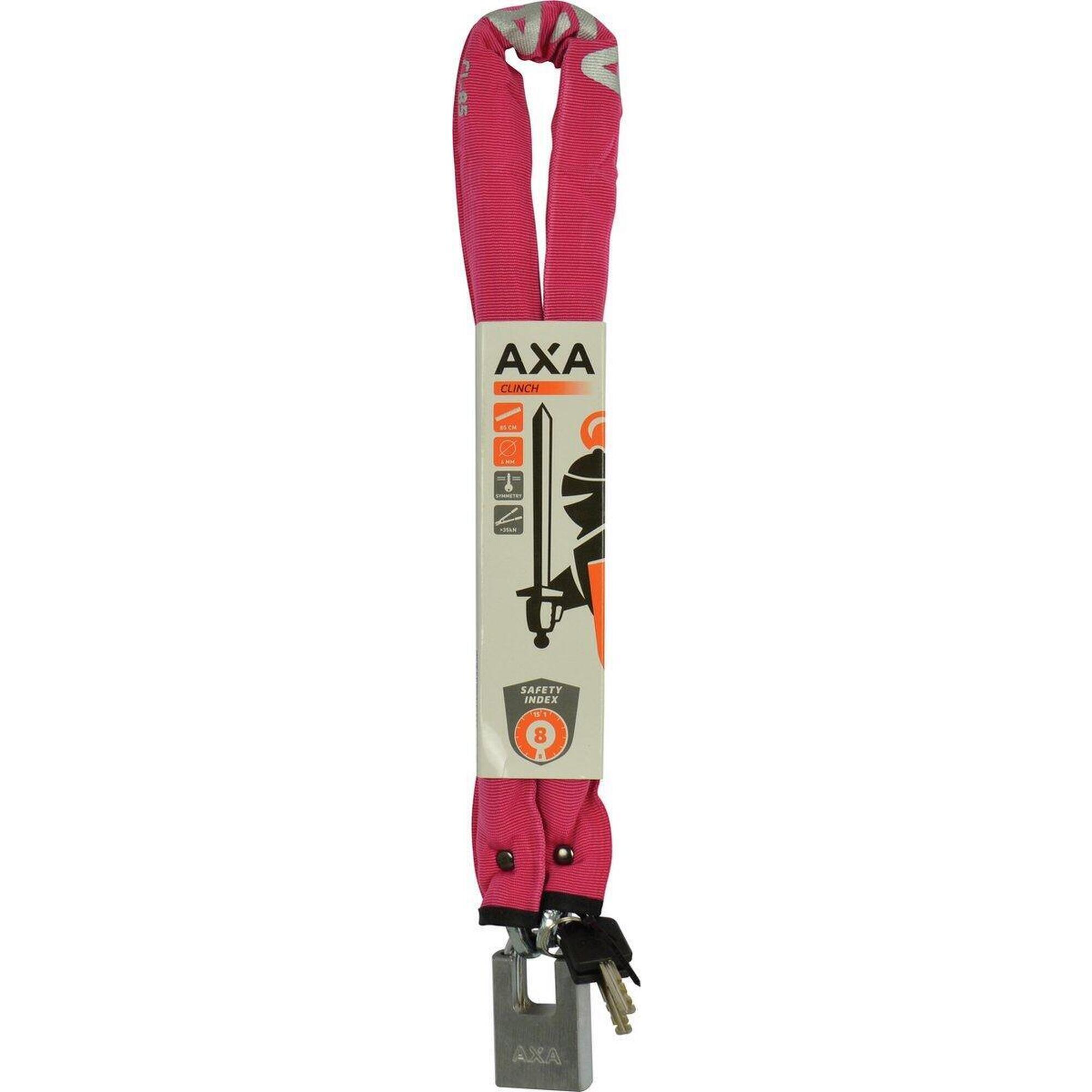 AXA Clinch Plus CH85 kettingslot, lengte 85cm, dikte 6,0mm, roze