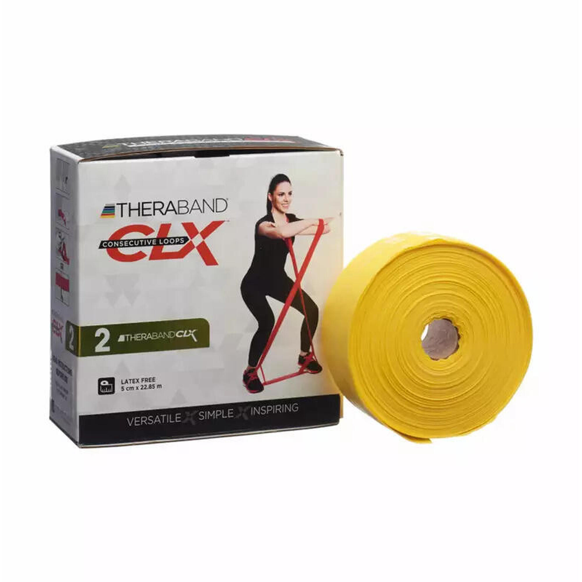 TheraBand Elastikband CLX, 22 m Rolle, Gelb, leicht