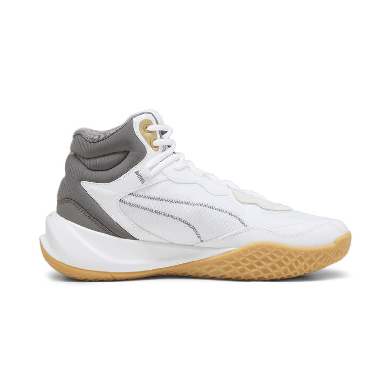 Playmaker Pro Mid Trophies basketbalschoenen PUMA Ash Gray Cast Iron Gold