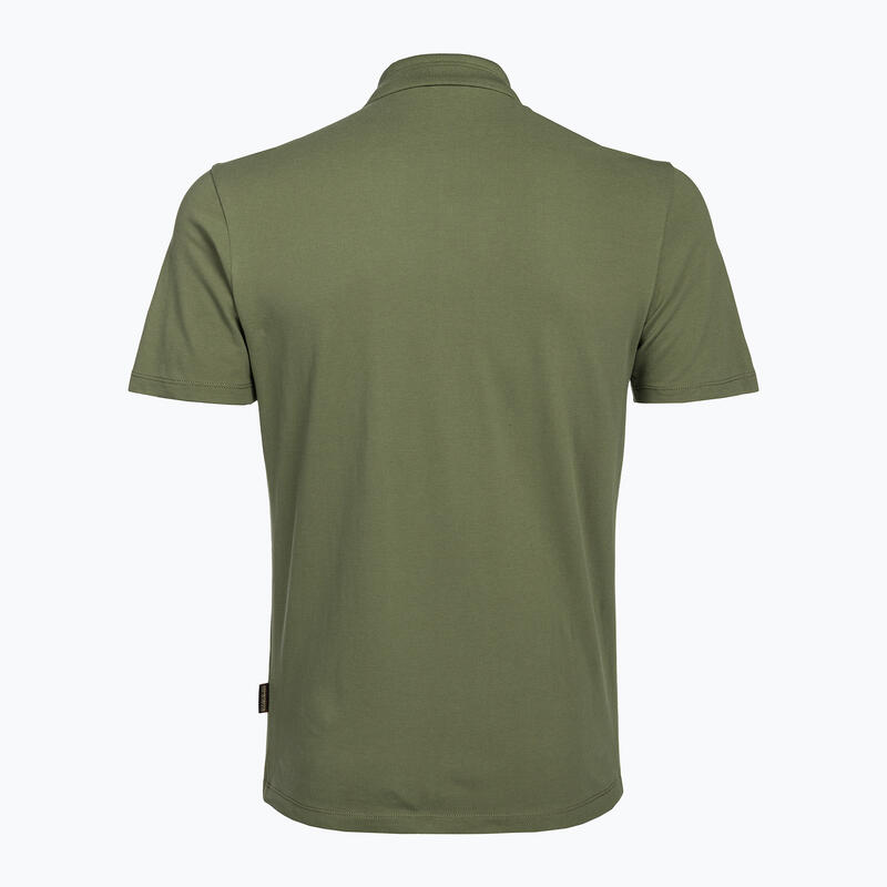 Tricou polo barbati din bumbac cu logo verde inchis