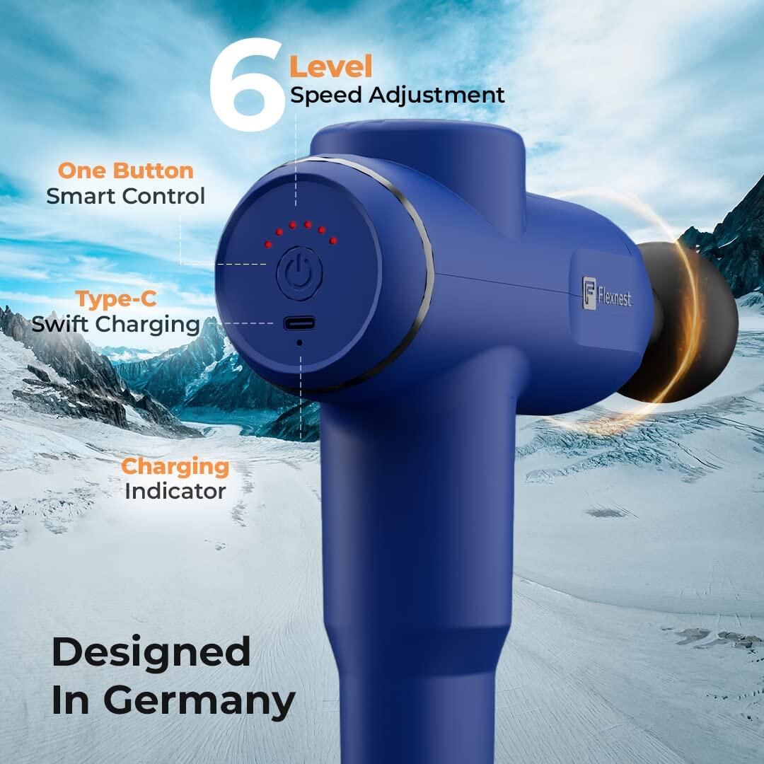 Flexnest Turbo Vibration Gun Massager with 4 Heads