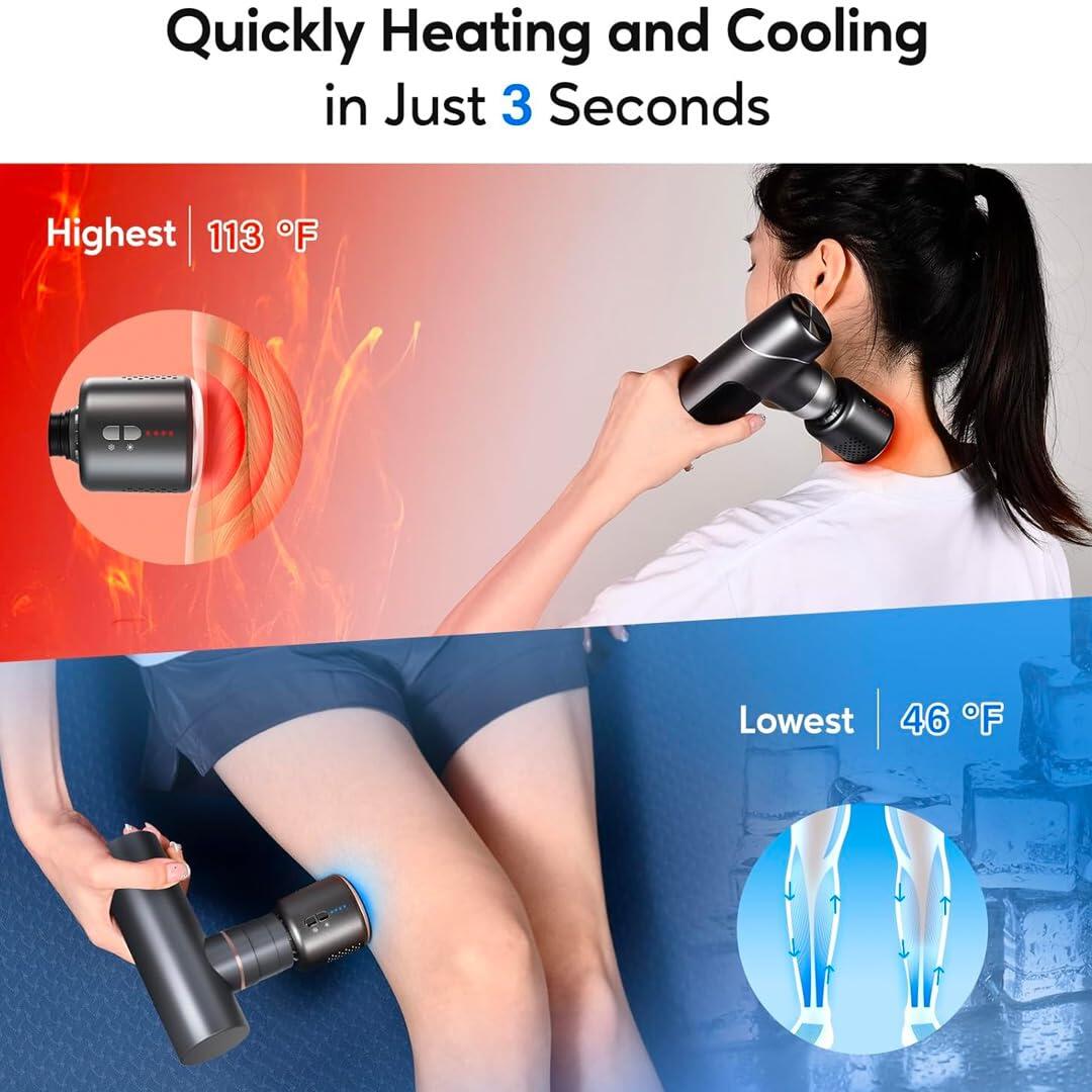 Flexnest Rechargeable Heated Massager Gun Head with Hot and Cold Mode