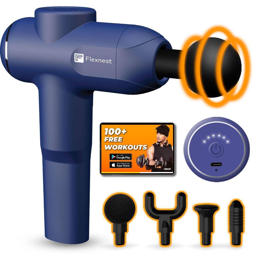 Flexnest Turbo Vibration Gun Massager with 4 Heads -  1
