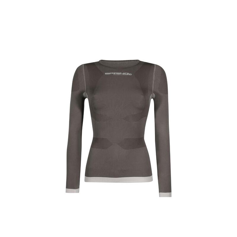 Women Long Sleeve Tight Sport Shirt - Dark Grey