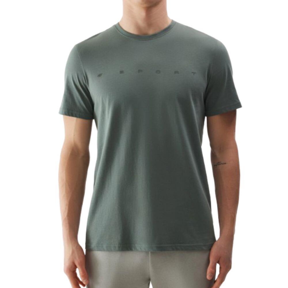 4F T-SHIRT DE HOMEM COM ESTAMPADO DE ALGODÃO 4F TTSHM1283. KHAKI