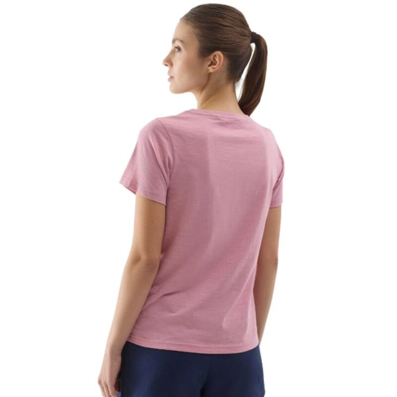 T-shirt com Decote em V de Fitness Mulher 4F. PINK TTSHF1162