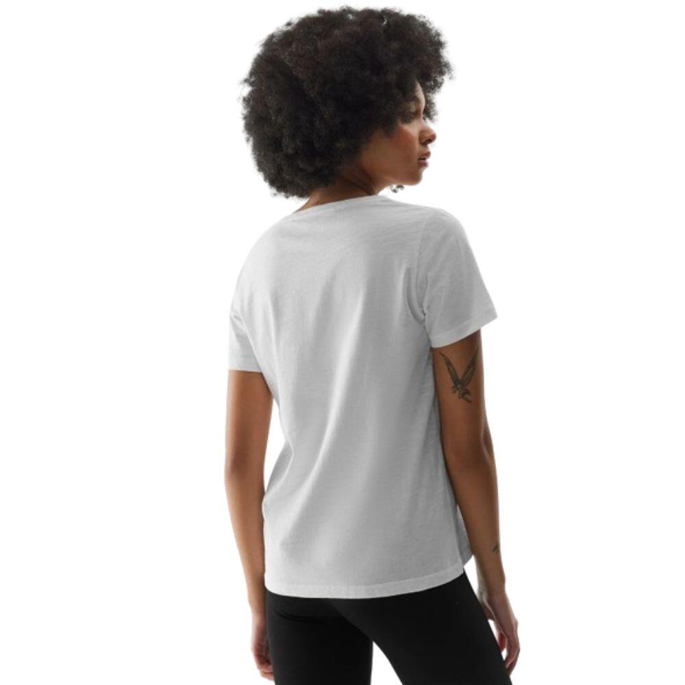 T-shirt com Decote em V de Fitness Mulher 4F. Branco TTSHF1162 4/5