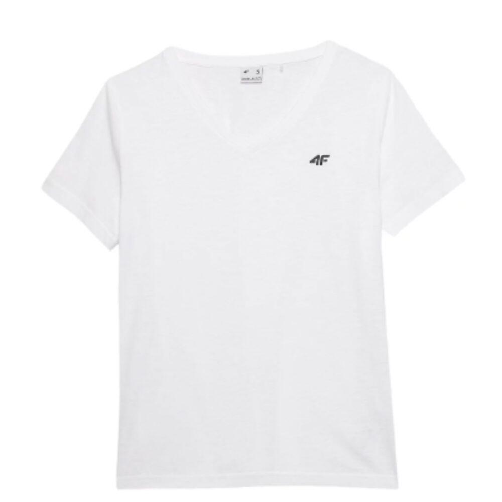 T-shirt com Decote em V de Fitness Mulher 4F. Branco TTSHF1162 5/5