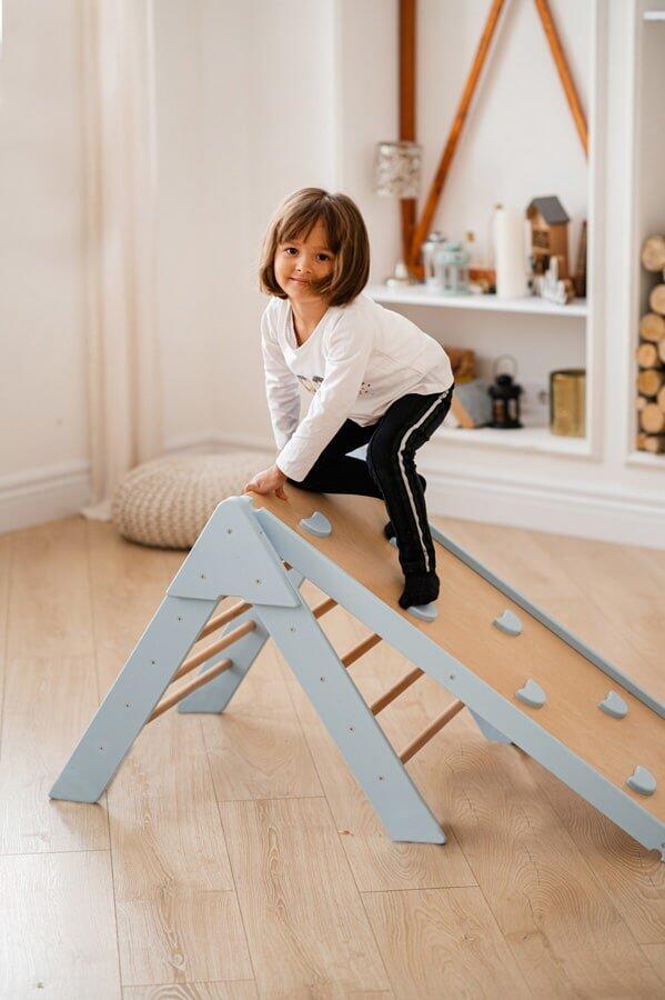 Structure d’escalade en bois d’intérieur avectoboggan double face 4/7