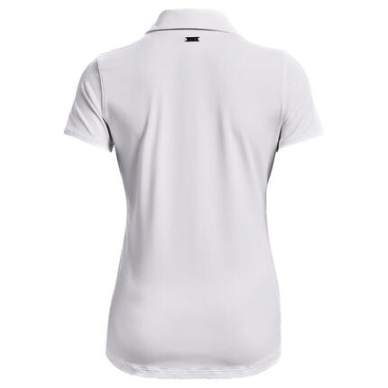 Polo de golf pour femme Under Armour Zinger manches courtes blanc Halo gris