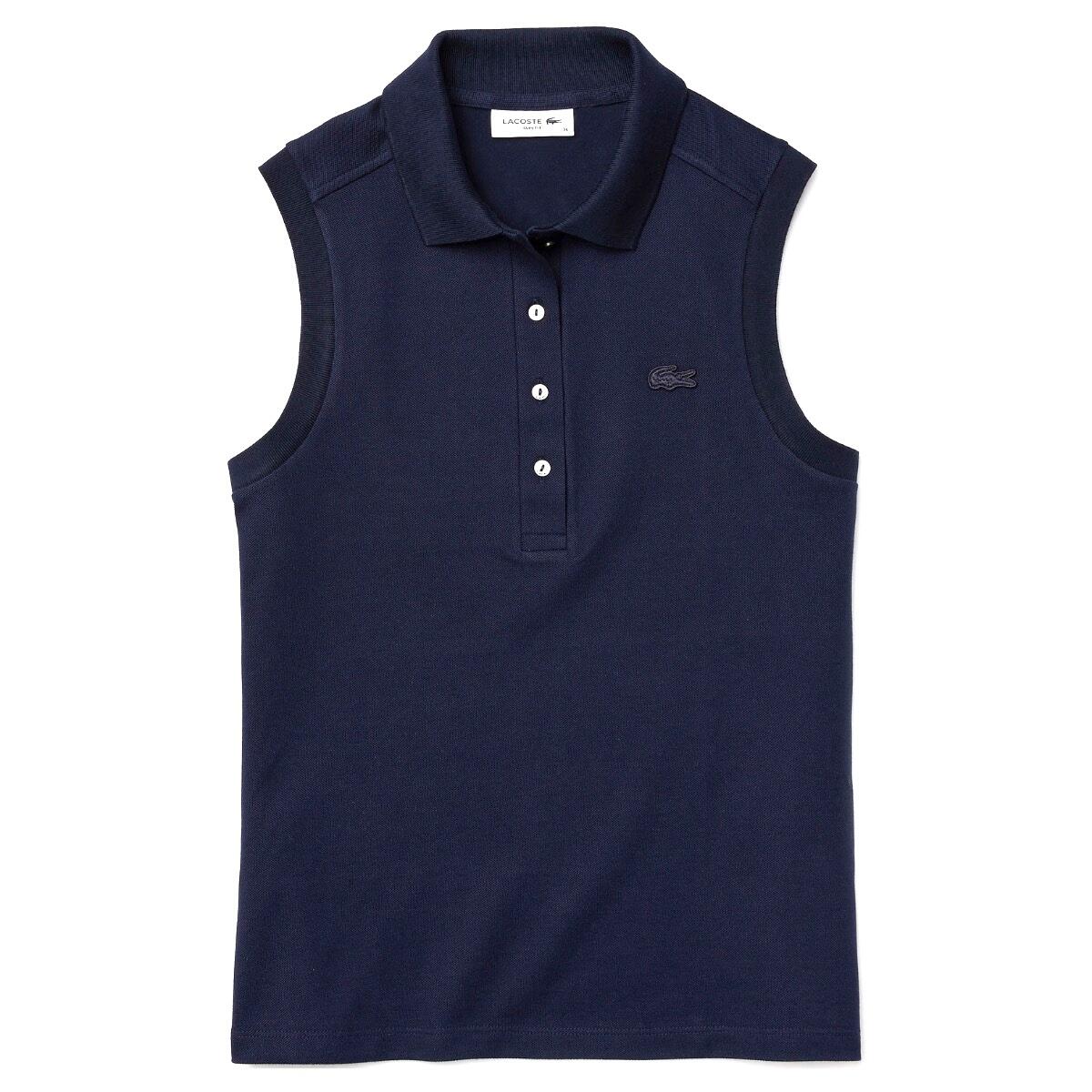Polo sans manches en coton Lacoste, bleu foncé. 1/2