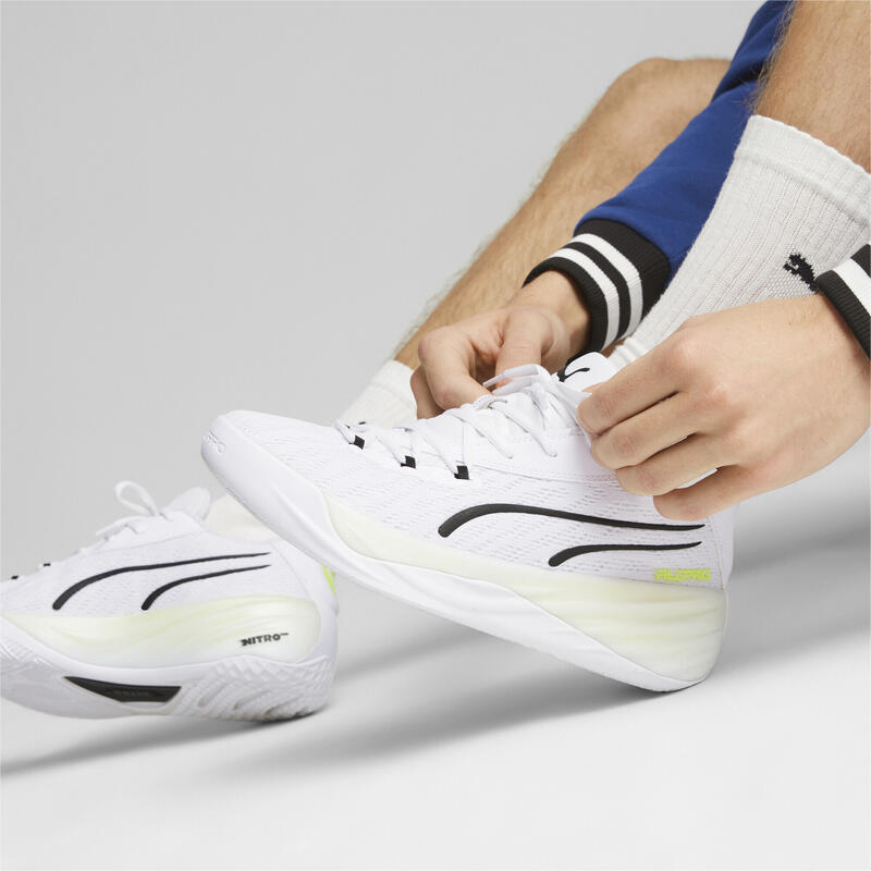 All-Pro NITRO basketbalschoenen PUMA White Lime Squeeze Yellow