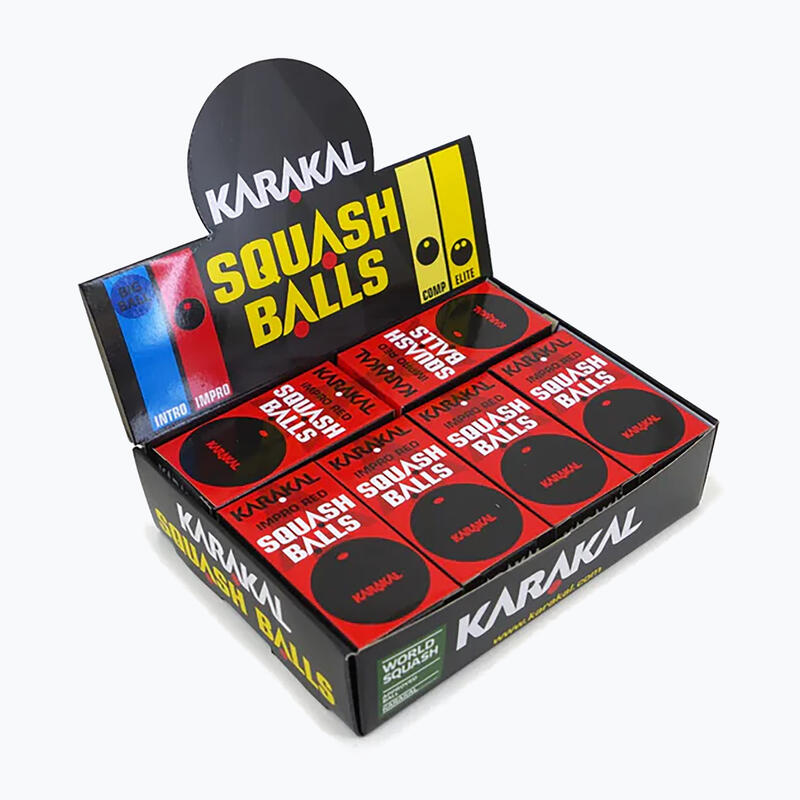 12 bolas de squash Red Dot Karakal