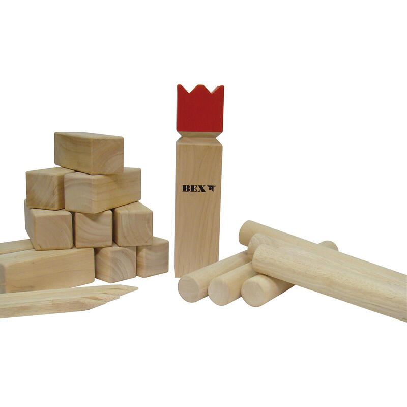 Kubb Viking Original rubberhout rode koning onesize bruin