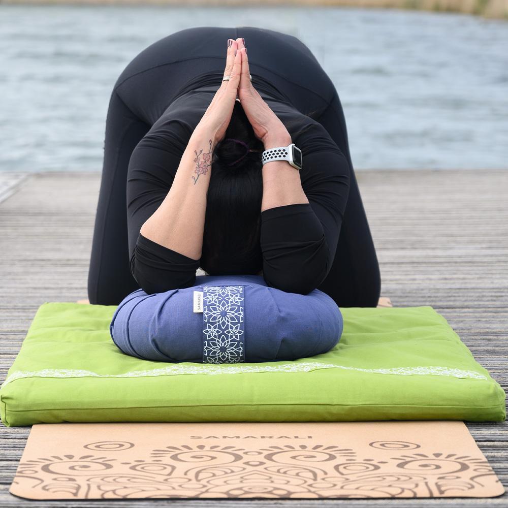 Conjunto de Meditação Samarali com Almofada Zafu Azul-Denim 4/7