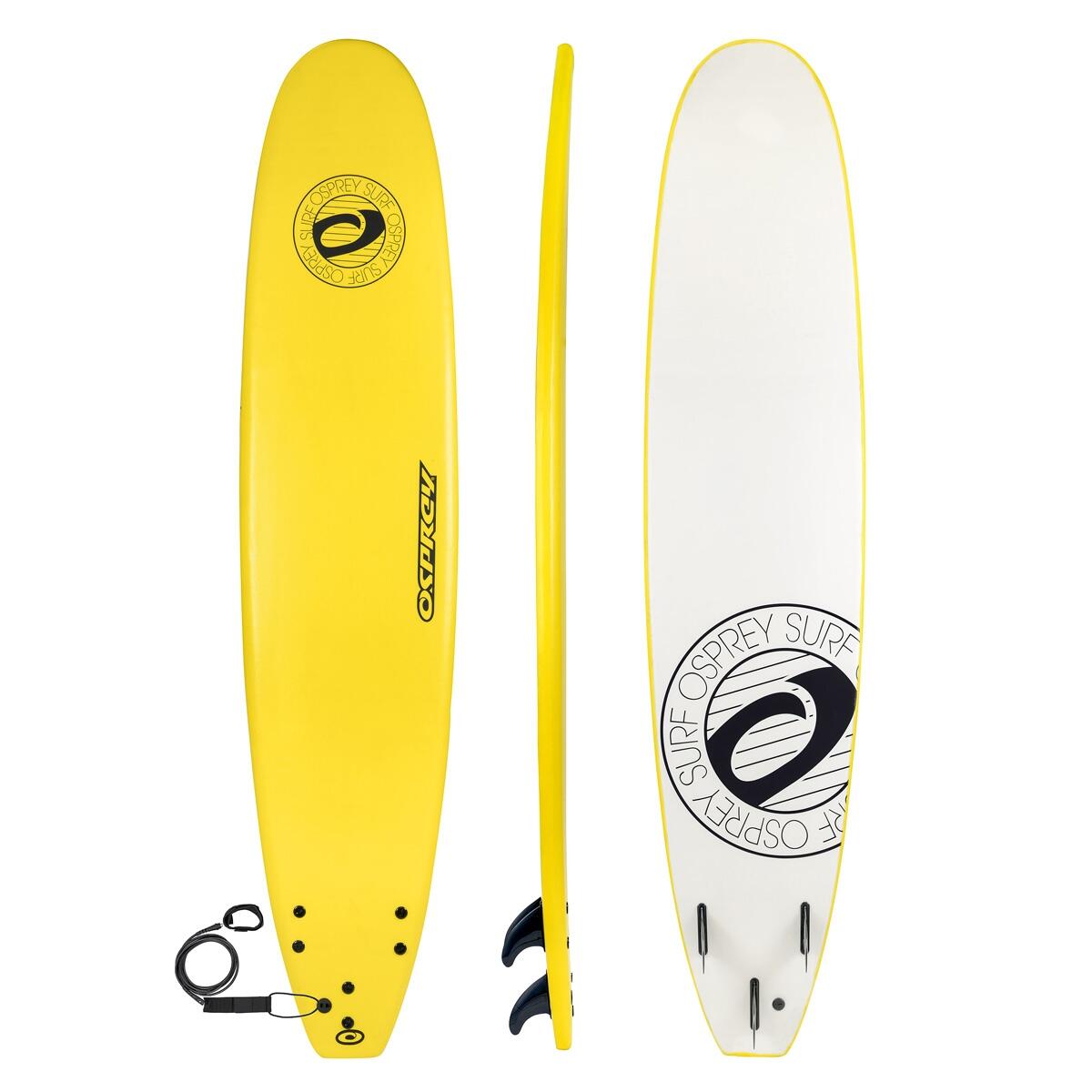 XPE Foam Surfboard with Leash and Fins, Classic Yellow 1/4