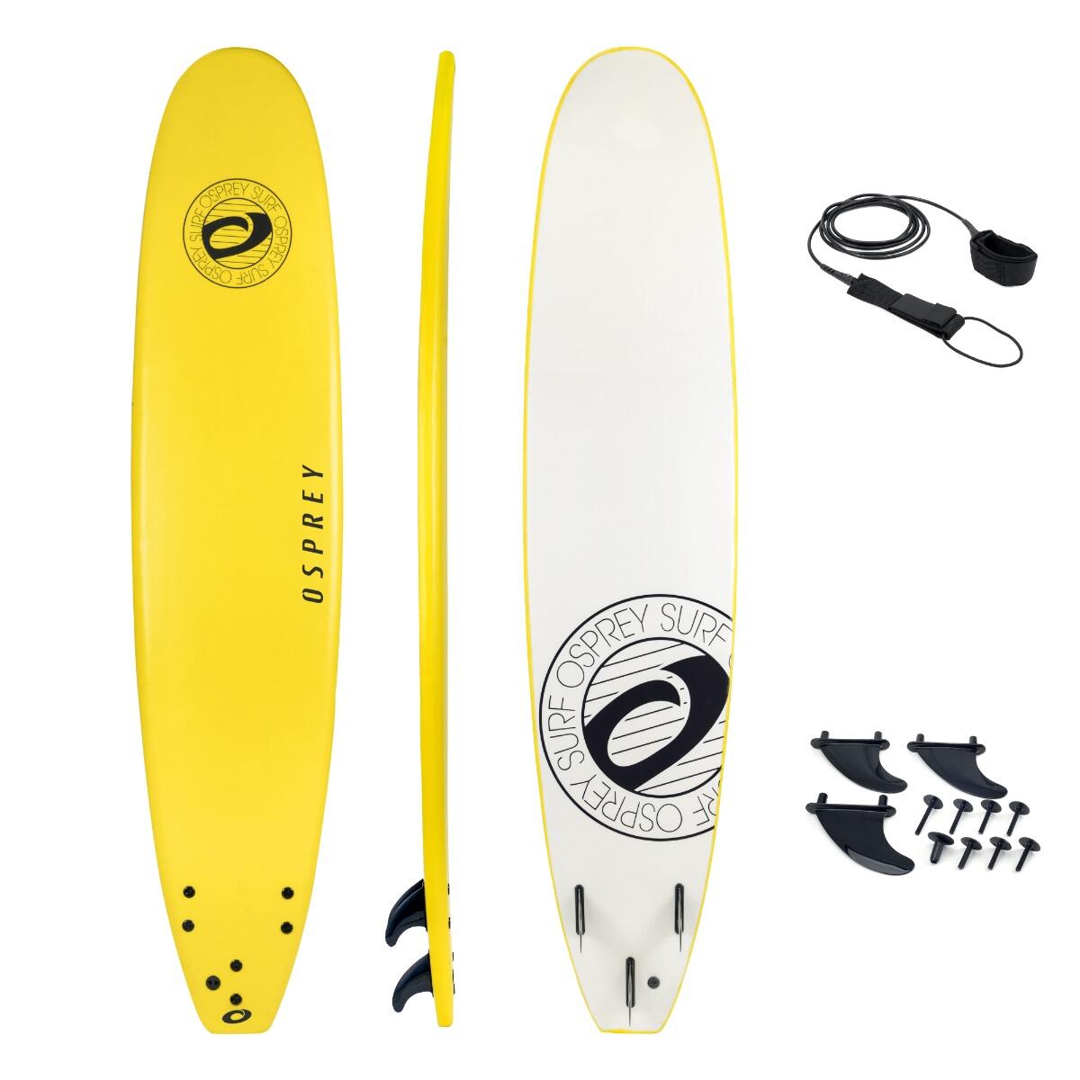 XPE Foam Surfboard with Leash and Fins, Classic Yellow 2/4
