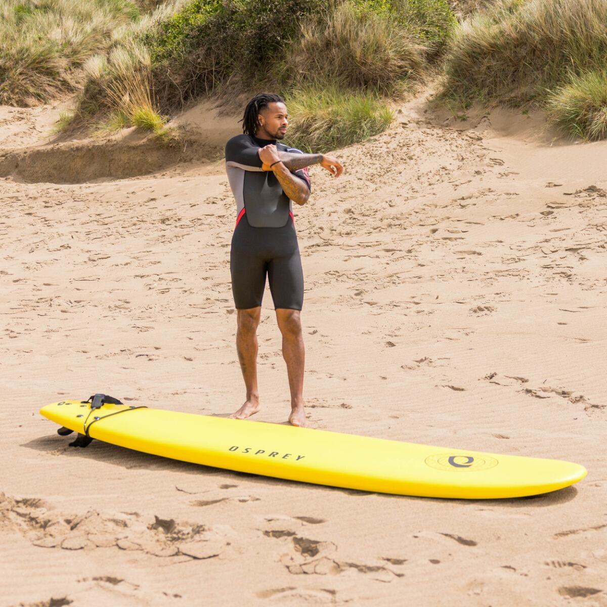 XPE Foam Surfboard with Leash and Fins, Classic Yellow 4/4