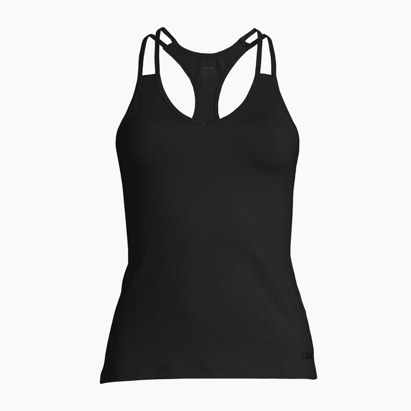 Maiou fitness femei V-Neck Racerback, negru