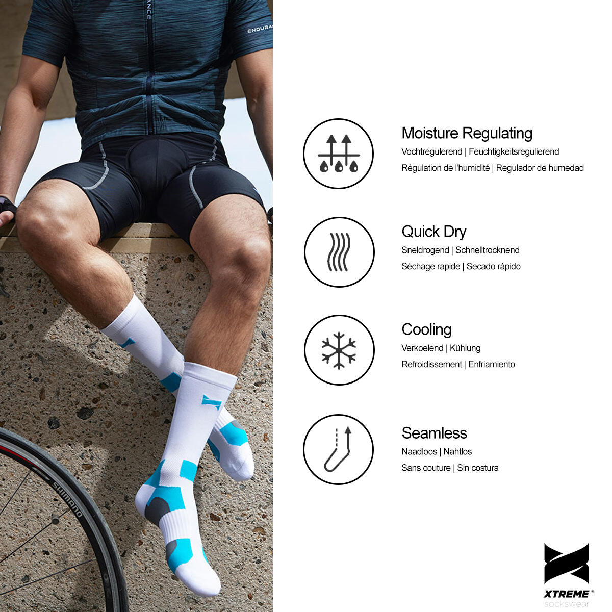 Xtreme Fietssokken Crew 9-pack Multi White 4/7