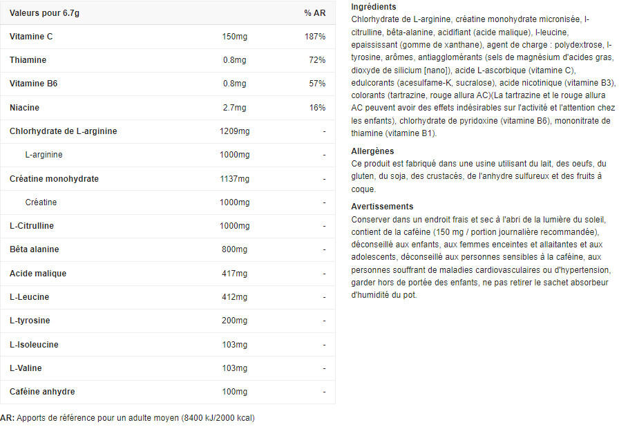 Pre-workout - Black Blood NOX+ - Fruits Tropicaux 330g 2/6