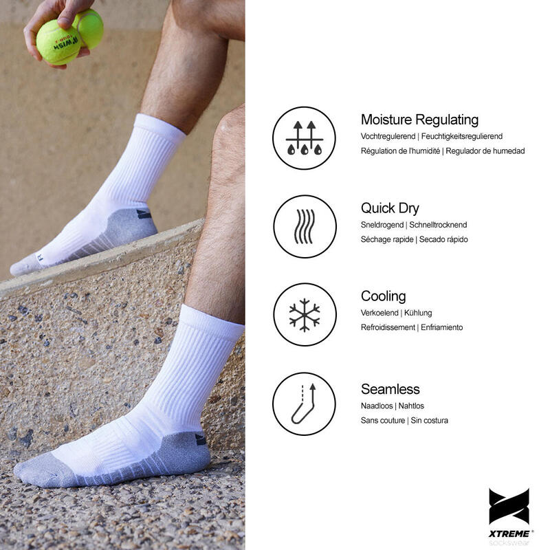 Xtreme Tennis-/Padel-Socken 2er-Pack Multi Weiß