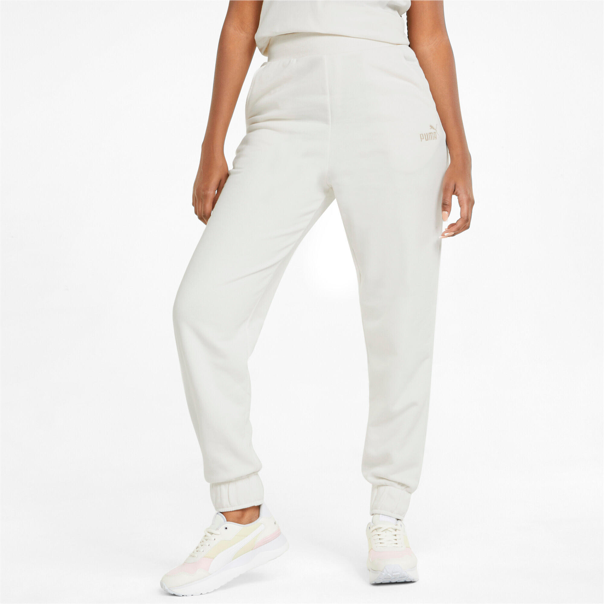 Calças universais para mulher Puma Ess Embroidery High-waist Pants Fl W 4/6