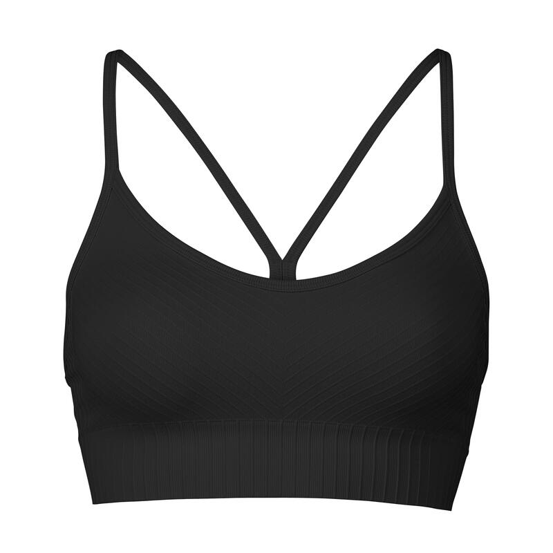 Bustieră fitness femei Seamless Graphical Rib Sports, negru