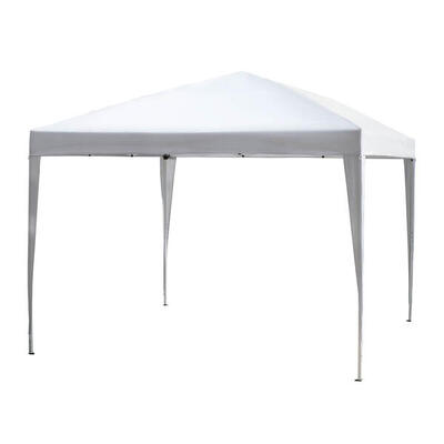 Gazebo da Esterno Pieghevole con Corde e Picchetti Tessuto Oxford 3x3m Bianco