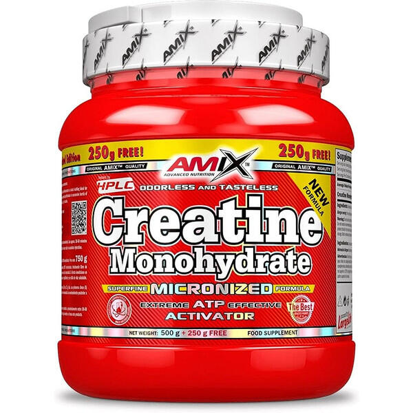 Creatine monohydrate micronized - 500g + 250g de Amix Nutrition Exclusivo Online      53,99€  Preço por quantidade 107,98€kg AMIX Creatine monohydrate micronized - 500g + 250g de Amix NutritionVendido e expedido por: FitnessZone    