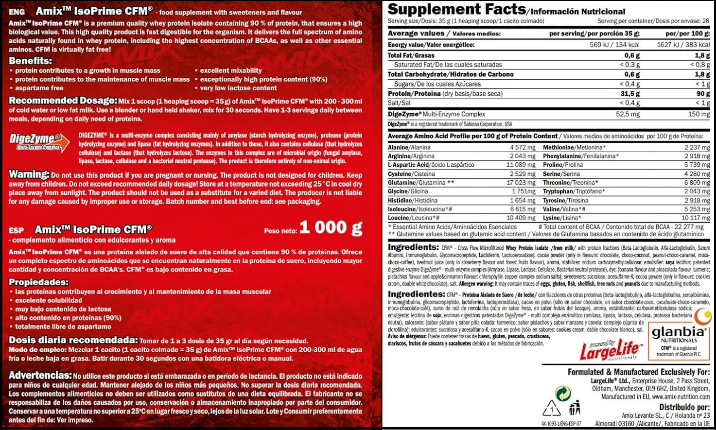 Amix IsoPrime CFM Isolate Protein 2 Kg 2/4