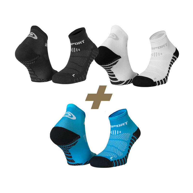 Pack x3 - Socquettes SCR ONE EVO noir-blanc-bleu