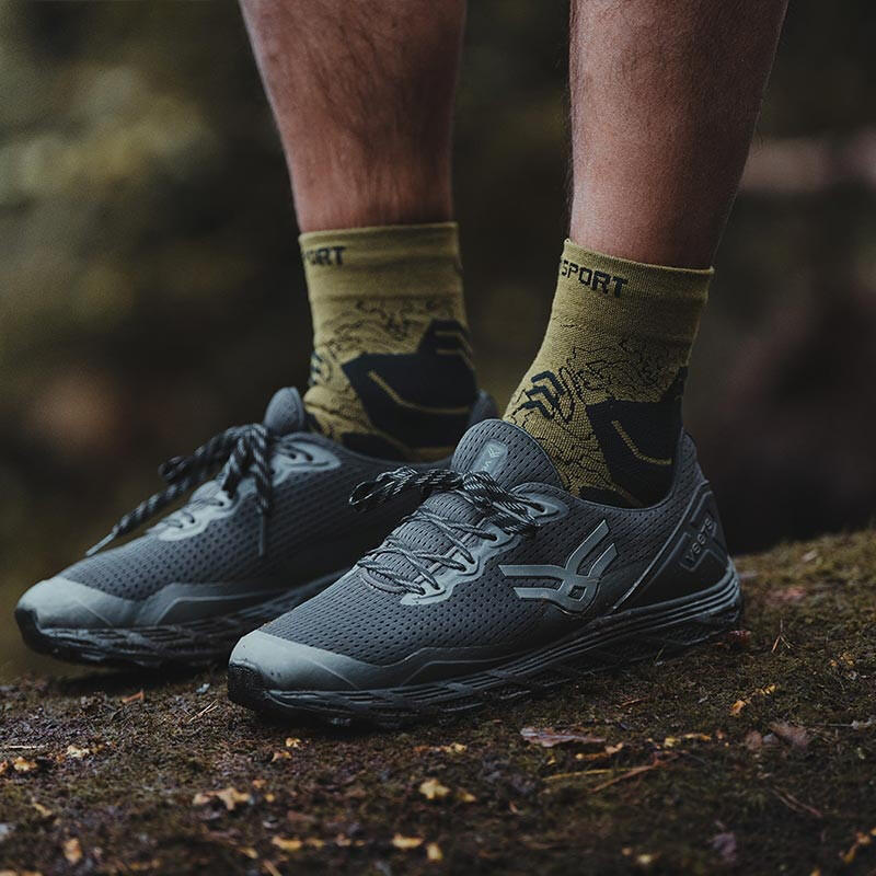 Chaussettes TREK GR MID "LYOCELL" Kaki/Noir 3/4