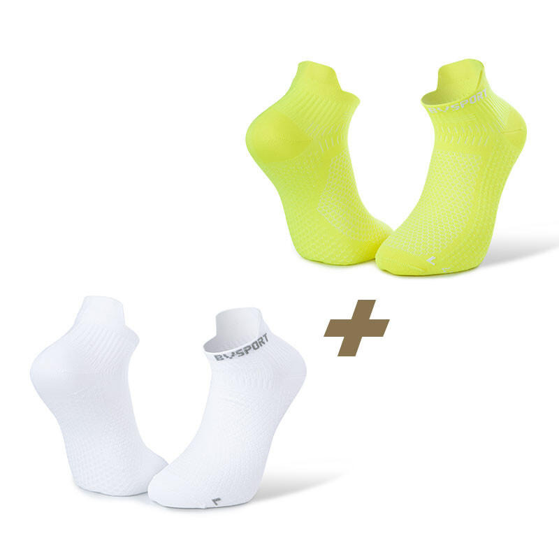 Pack x2 | Socquettes ultra-courtes running Light 3D blanc/jaune