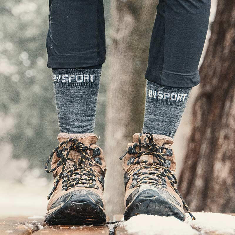Chaussettes DOUBLE GR HAUTE "MERINOS" Anthracite 2/2