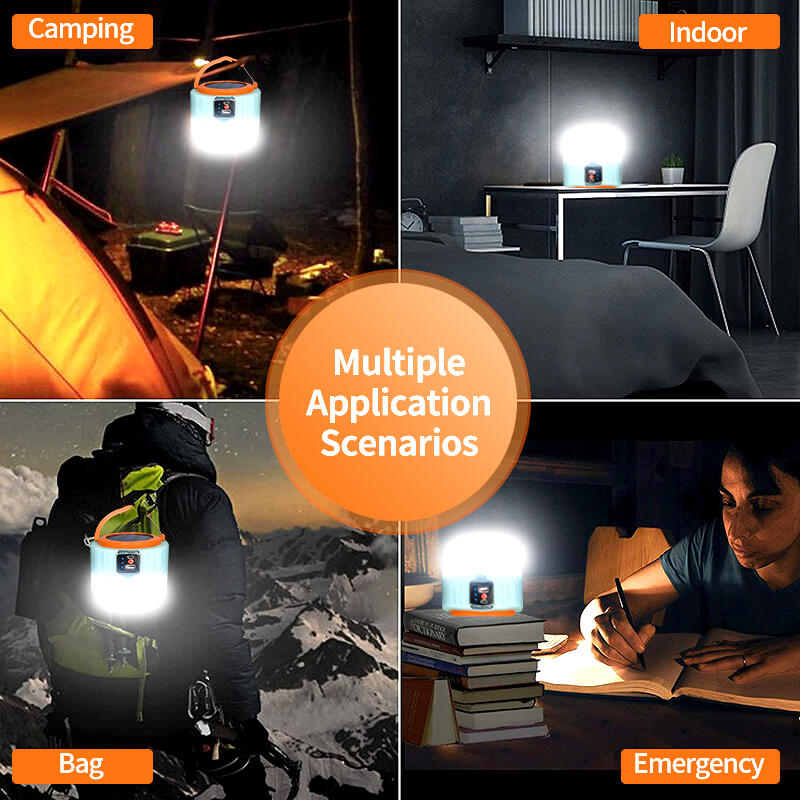 Lampada Da Campeggio LED Ricaricabile Pieghevole – Con Pannello Solare, Power Bank USB, Luminosità Regolabile, IP65 Impermeabile, Arancione, Per Escursioni E Emergenze