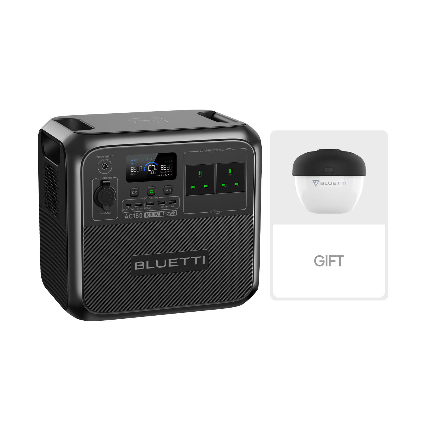 BLUETTI Portable Power Station AC180 1152Wh/1800W LiFePO4 for Power Outage 1/7