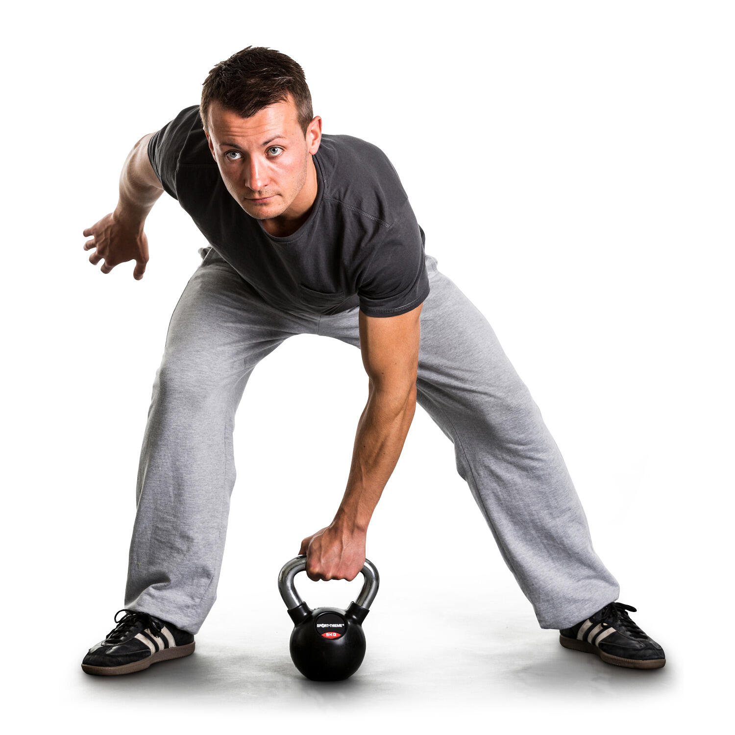 Kettlebell Gummiert mit gerändeltem Chrom-Griff 4 kg Gewichtheben Unisex 2/6