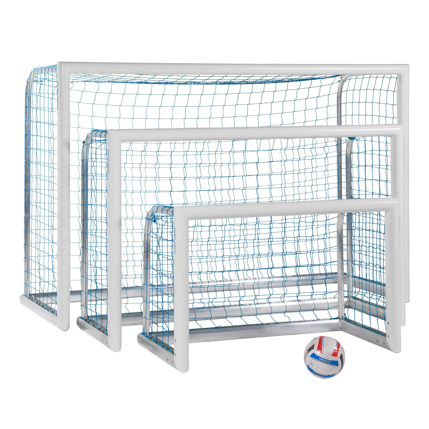 Mini-Fußballtor Professional Kompakt, Weiß-Pulverbeschichtet Inkl. Netz, blau 2/5