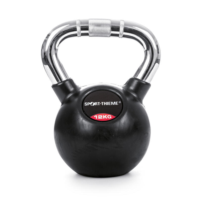 Sport-Thieme Kettlebell « Caoutchoutée avec poignée chrome », 12 kg